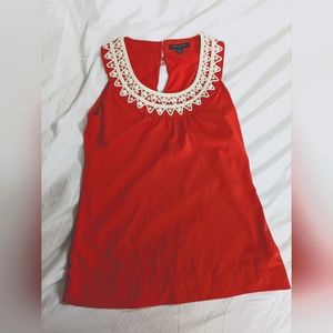 Banana Republic orange & white beaded tank top size xs